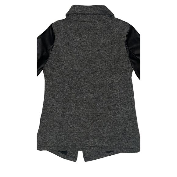 Fabletics Women's Milano Coat Large Gray Black Faux Leather Zip Sleeves Jacket - Picture 10 of 11